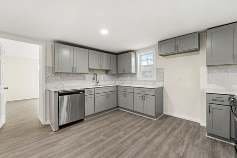 A kitchen with a dishwasher and a sink.