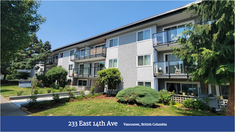 A building at 233 East 14th Ave in Vancouver, British Columbia.