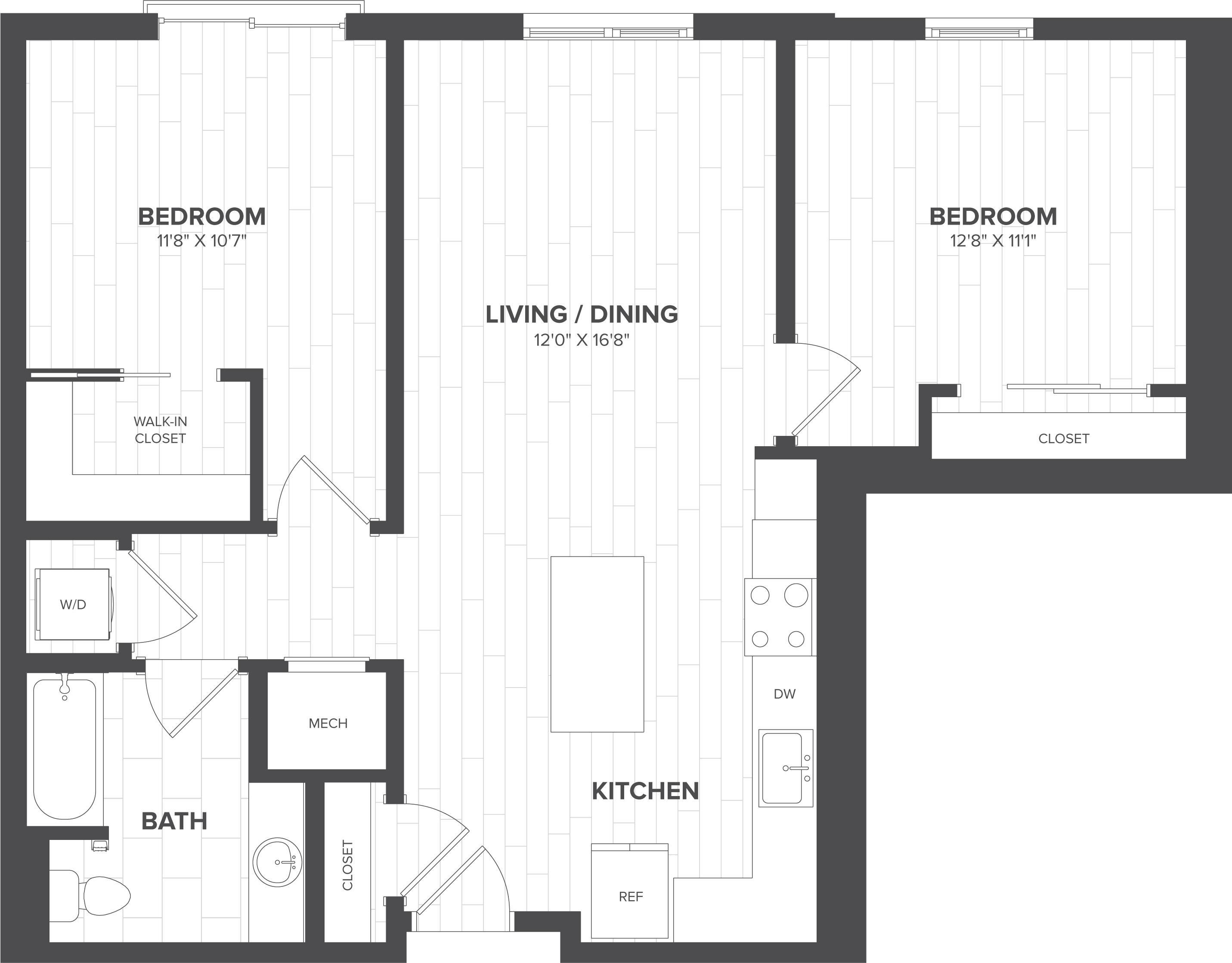 2 Bed-1 Bath-BA1