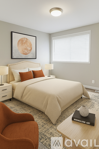 A room with a grey floor and a window with white blinds.