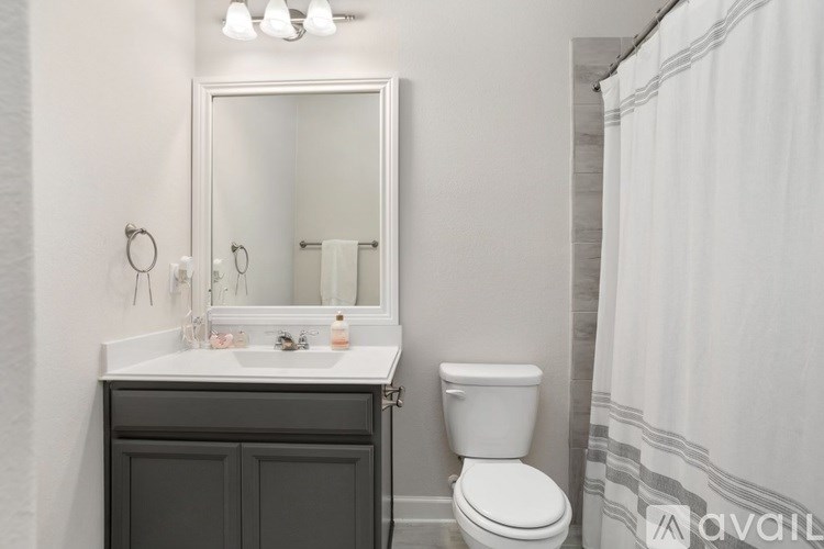 A white toilet sits next to a sink in a bathroom.