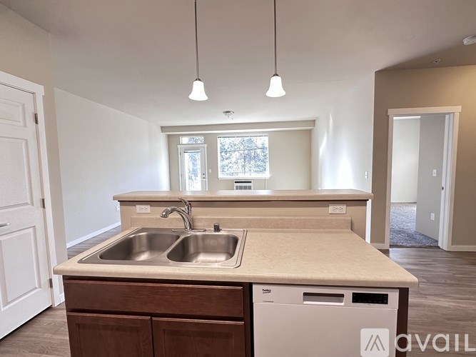 A kitchen with a sink and a window.