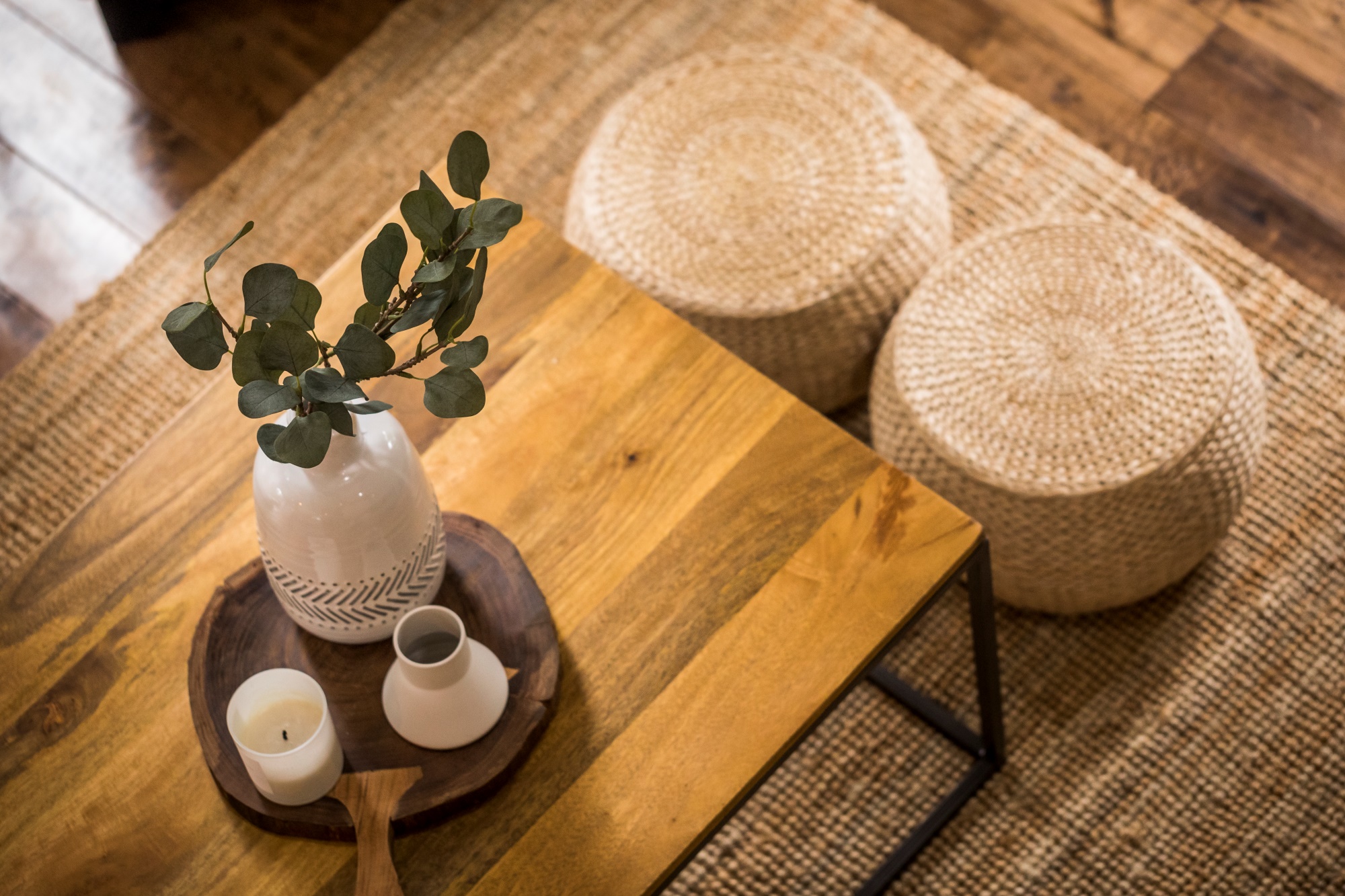 coffee table with candle