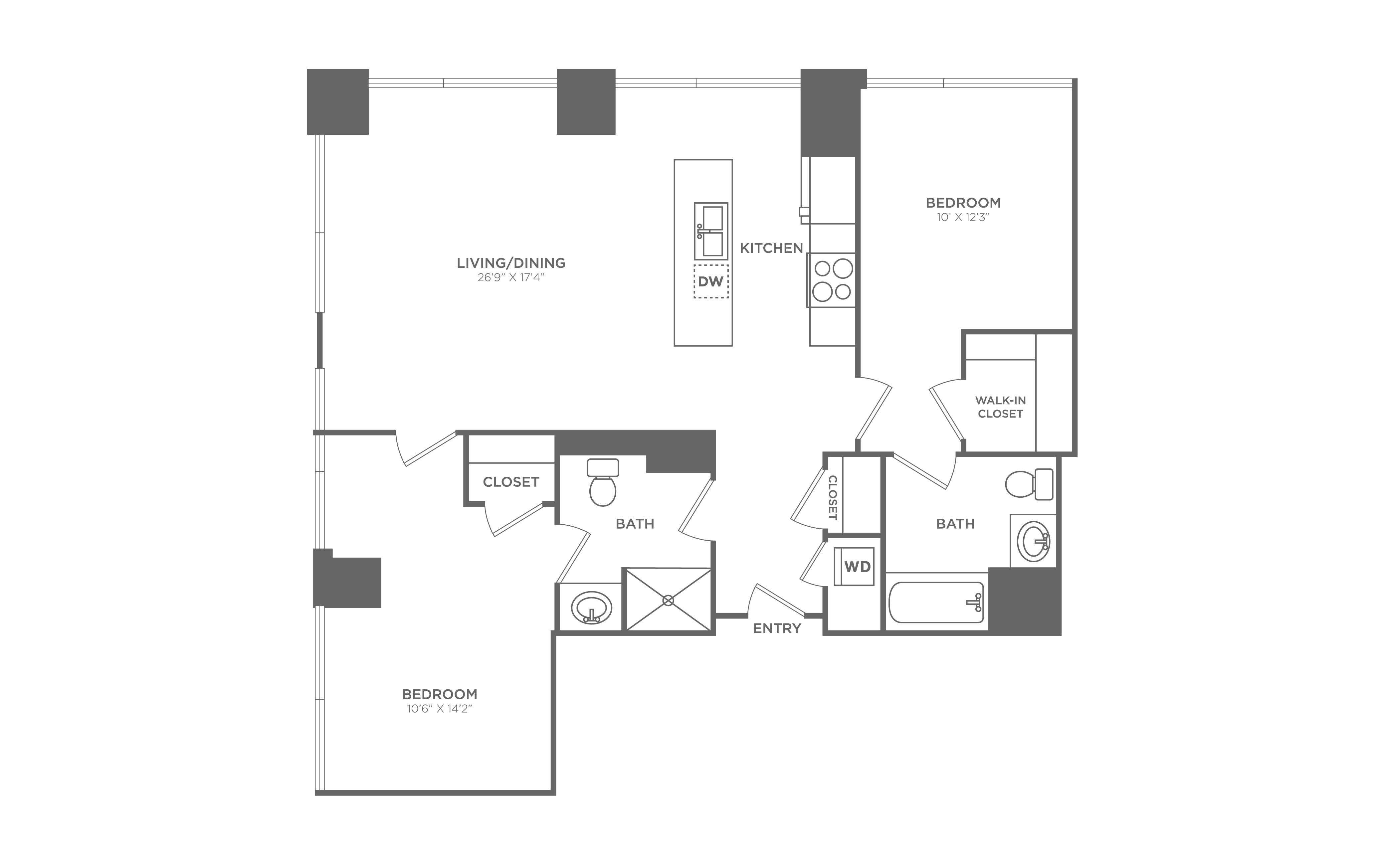 2 Bed/2 Bath-B7-R