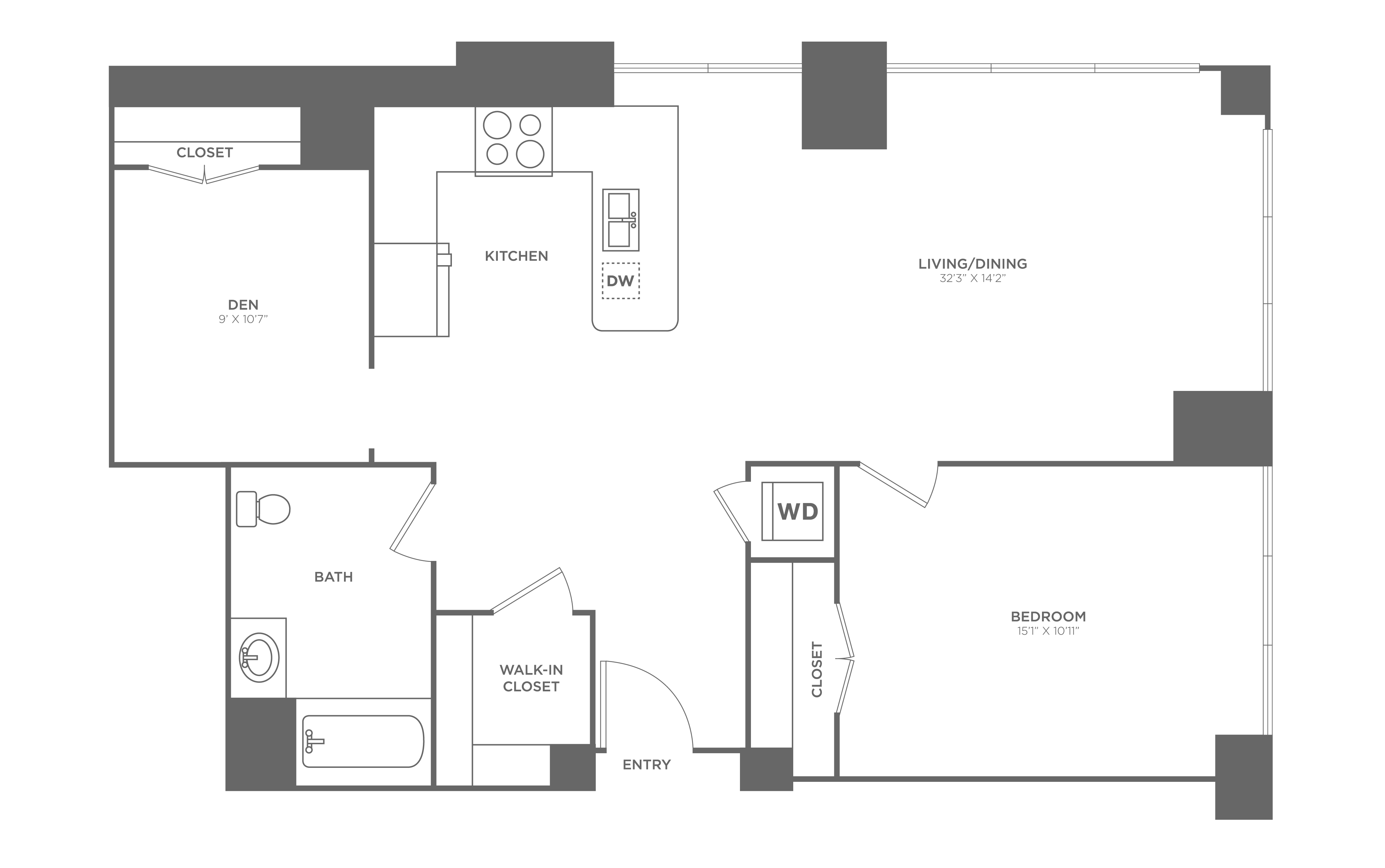 1 Bed/1 Bath-A3
