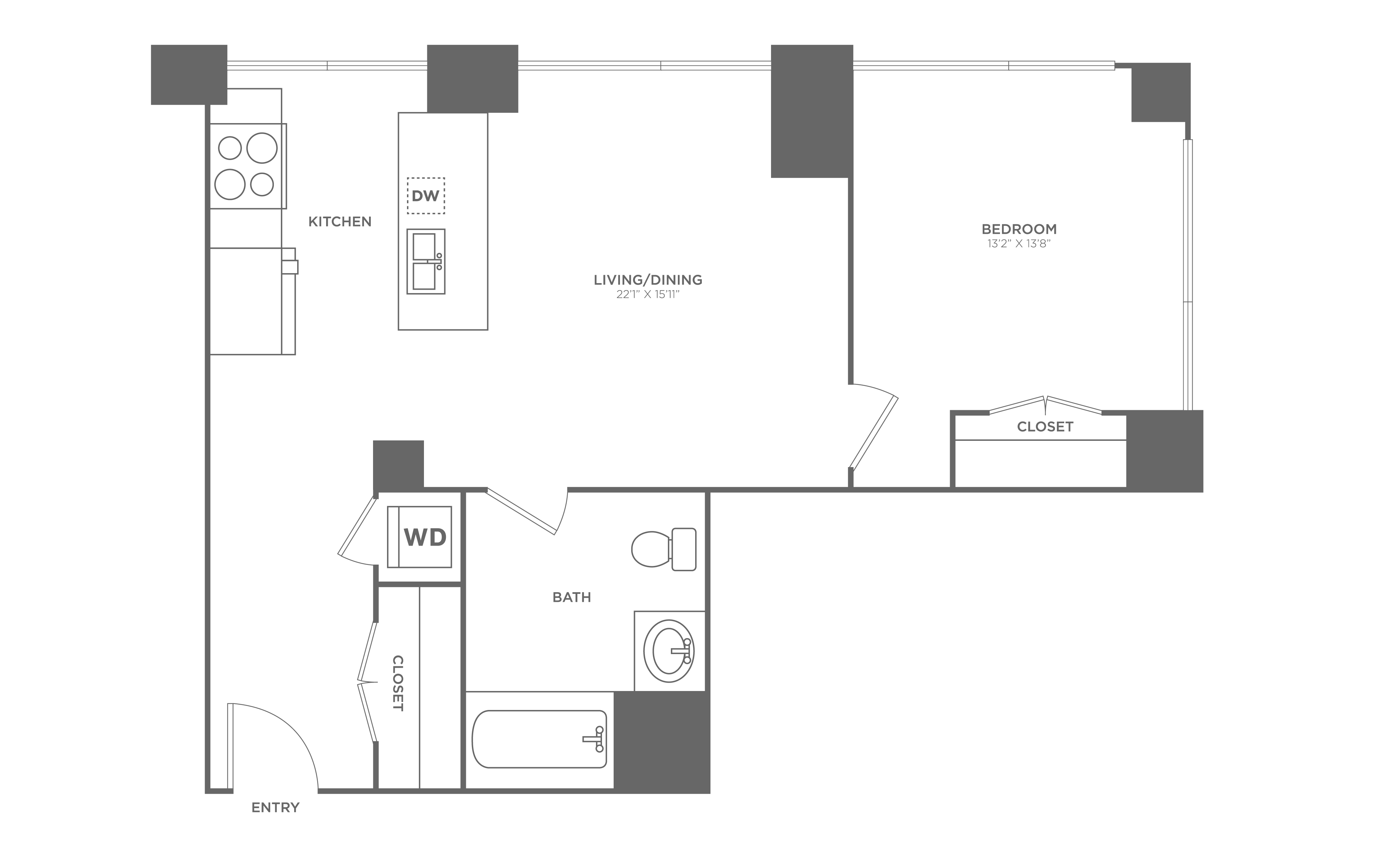 1 Bed/1 Bath-A1