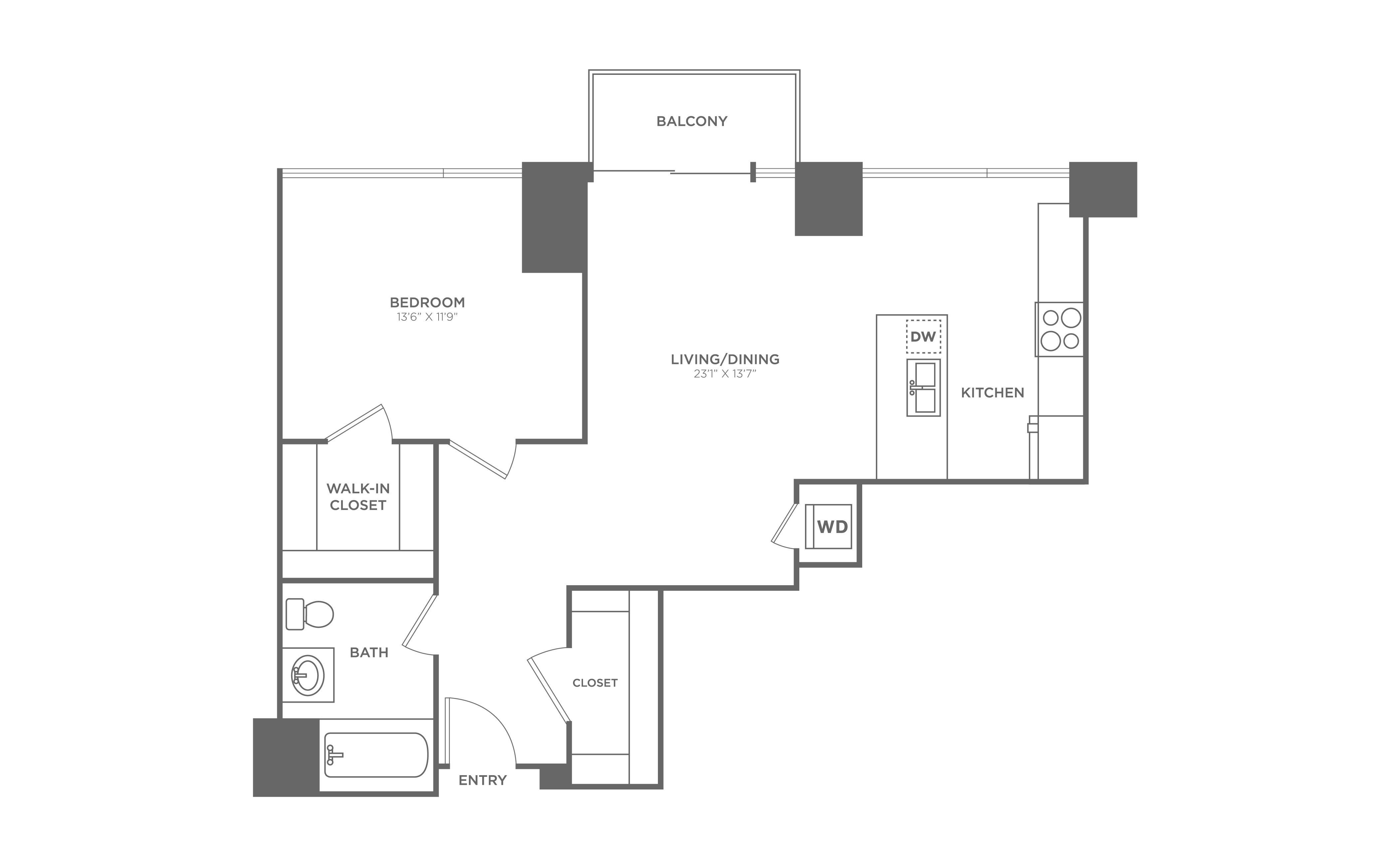 1 Bed/1 Bath-A2