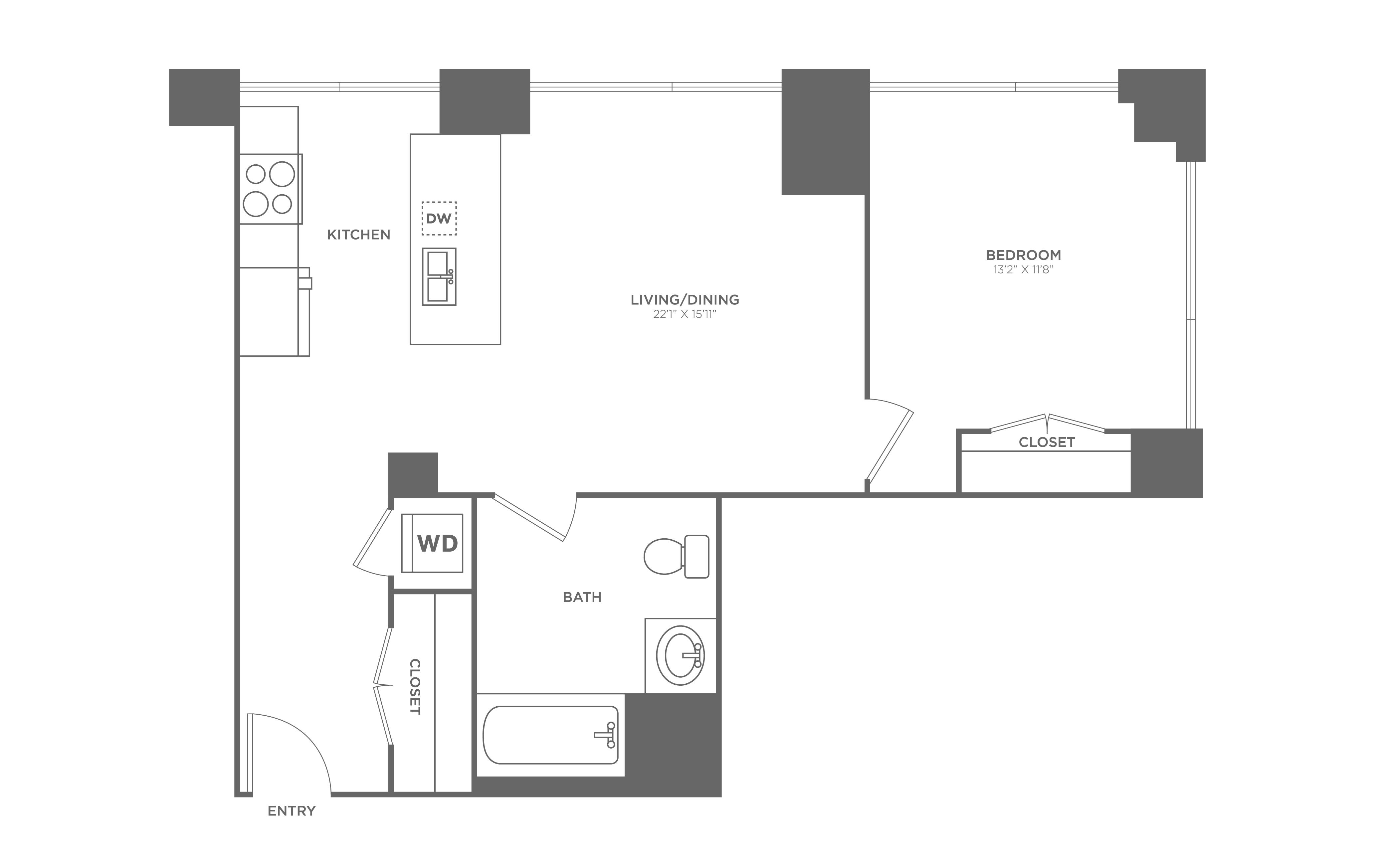 1 Bed/1 Bath-A5