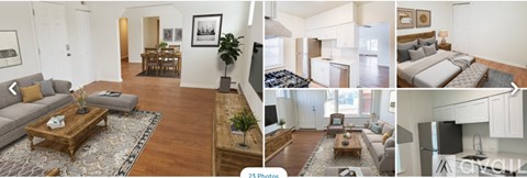 A collage of images showing various living room setups with furniture and decor.