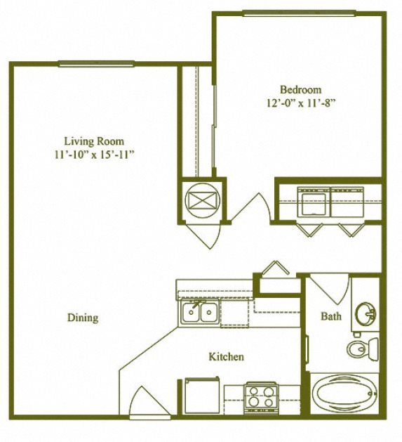 1 bedroom 1 bath (A1)