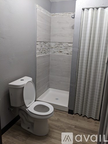 A white toilet with a toilet paper holder on the side of a bathroom.