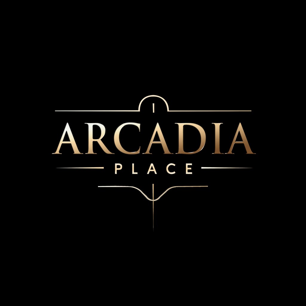 The image features the words "Arcadia Place" in elegant, gold lettering.