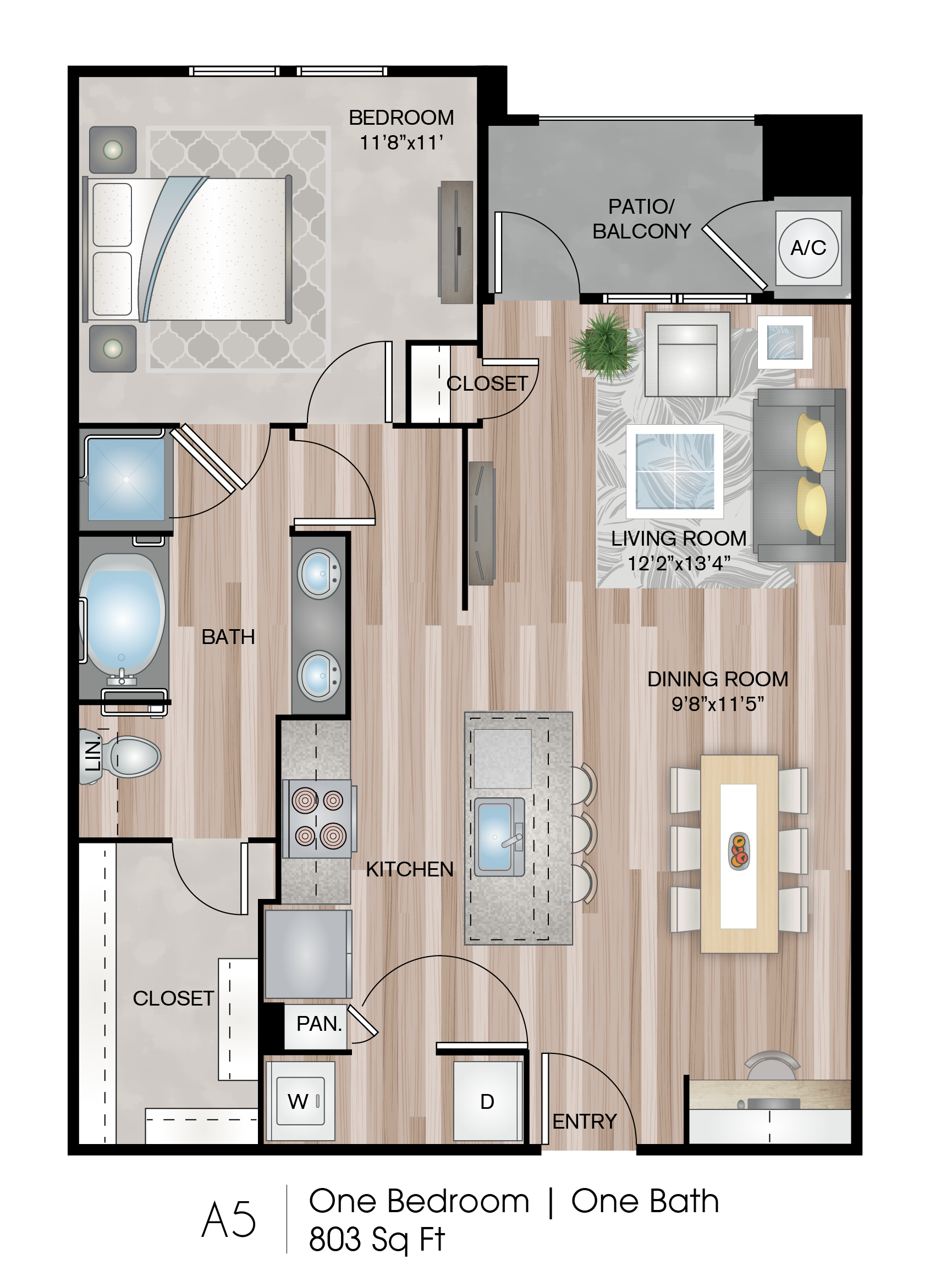 1 Bedroom A5 Floor Plan at Lofts at Katy Ranch, Katy