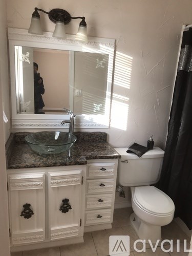 A bathroom with a sink, toilet, and a mirror.