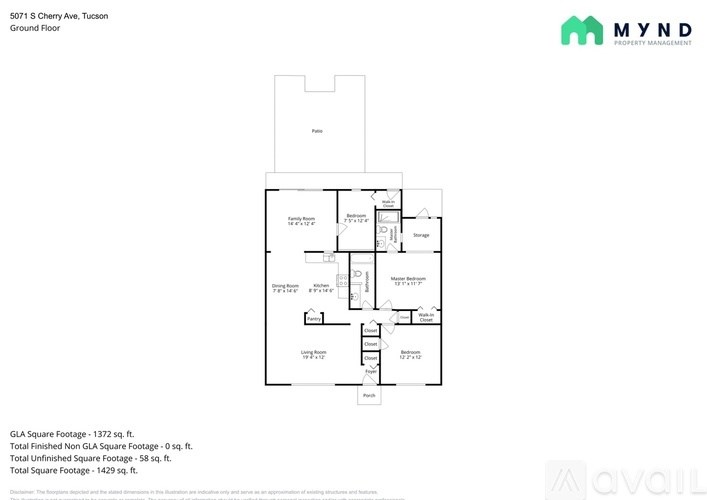 A floor plan for a building at 5071 3 Cherry Ave, Tucson Ground Floor.