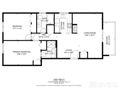 A black and white image of a floor plan for a home with a living room, kitchen, dining room, and three bedrooms.