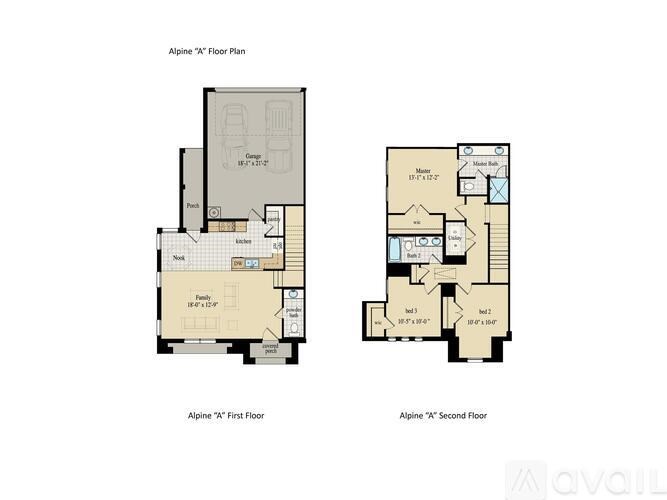 A floor plan for a two-story home with a first and second floor.