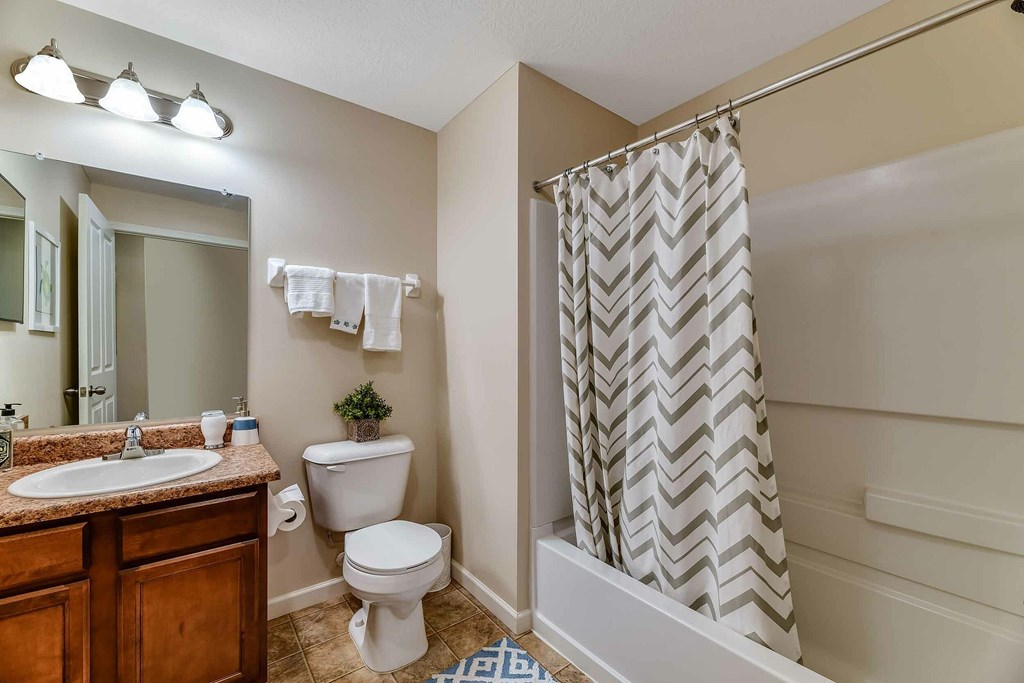 A bathroom with a white toilet and a shower curtain.