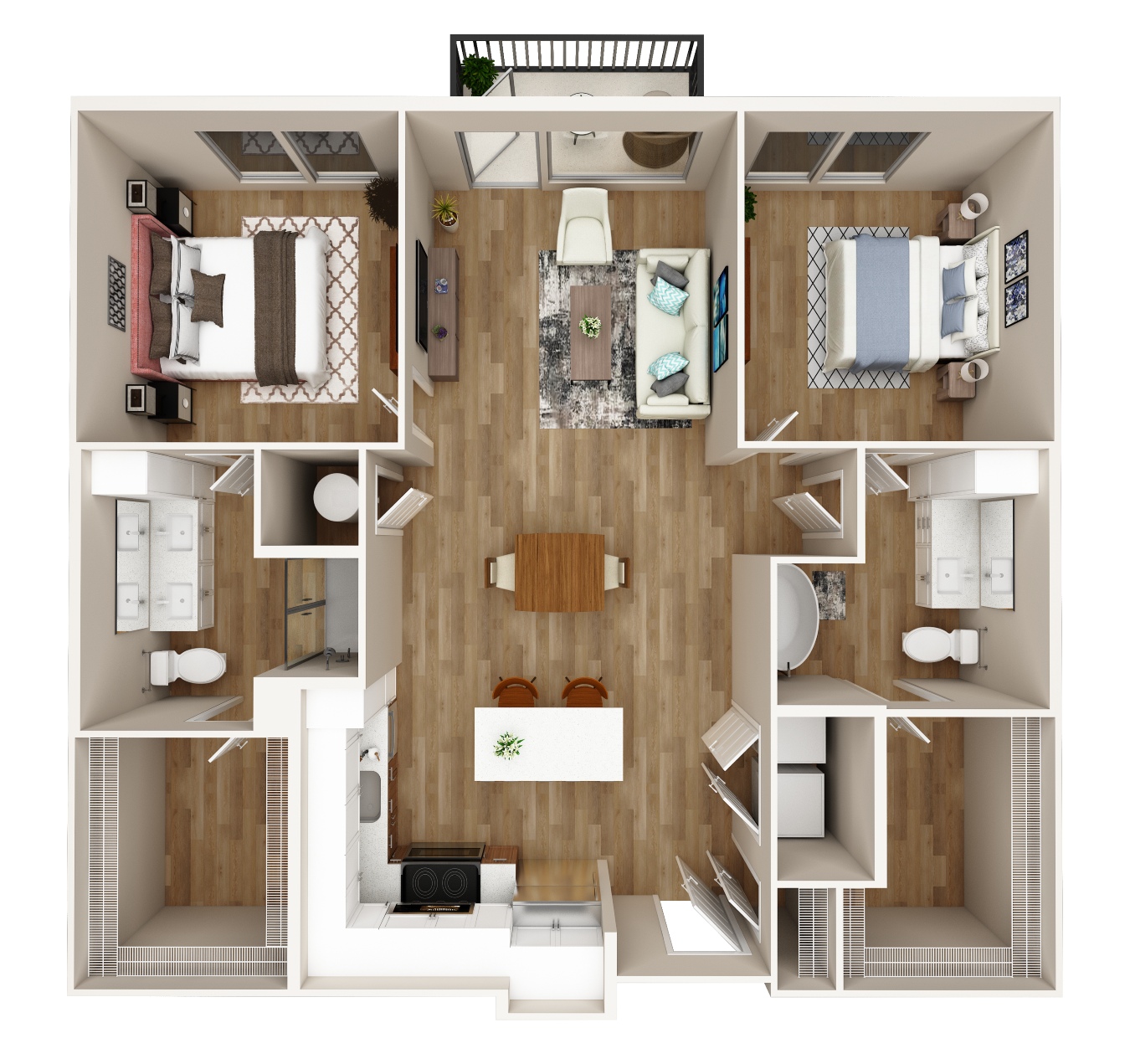 2 Bed 2 Bath Small