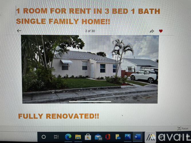 A single family home is for rent, it has one room, three beds and one bath.