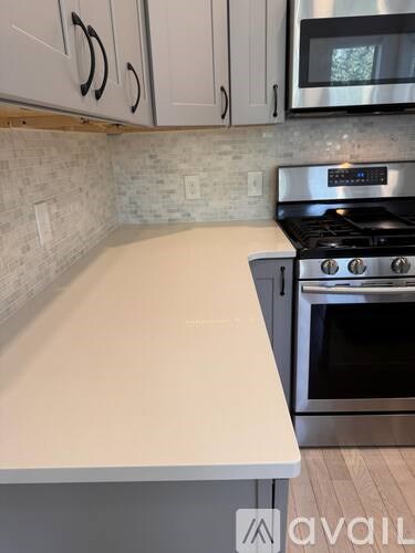 A kitchen with a stove and a countertop.