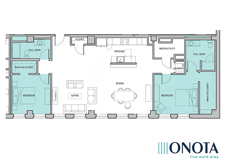 2nd, 3rd, 4th Floor: South Exposure - 203, 303, 403