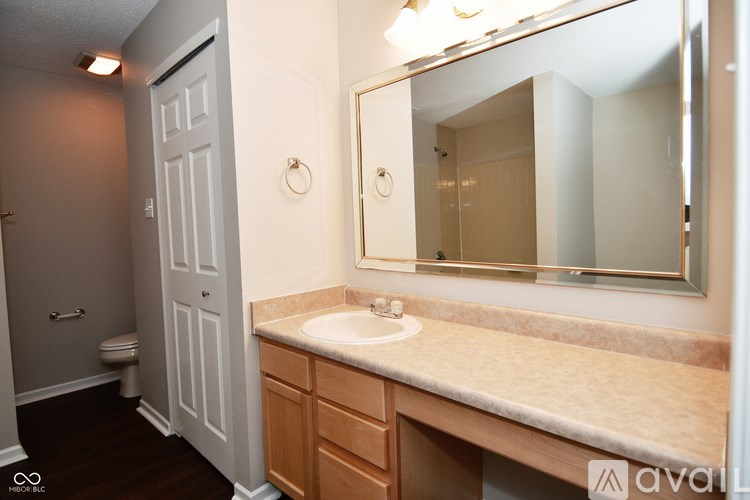 A bathroom with a sink, mirror, and toilet.