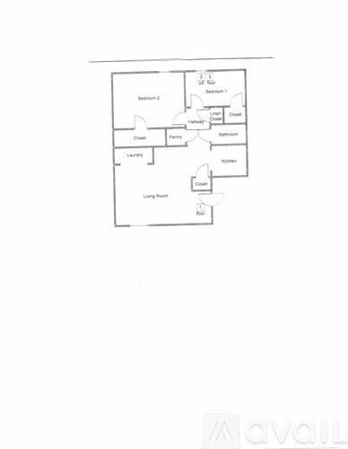 A floor plan of a two bedroom apartment.