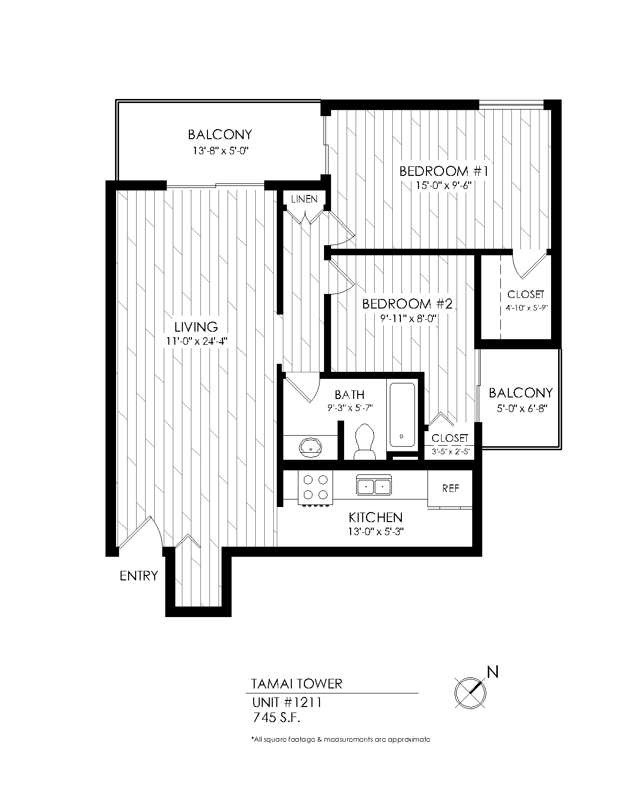 Tamai Tower 2 bed x 1 bath