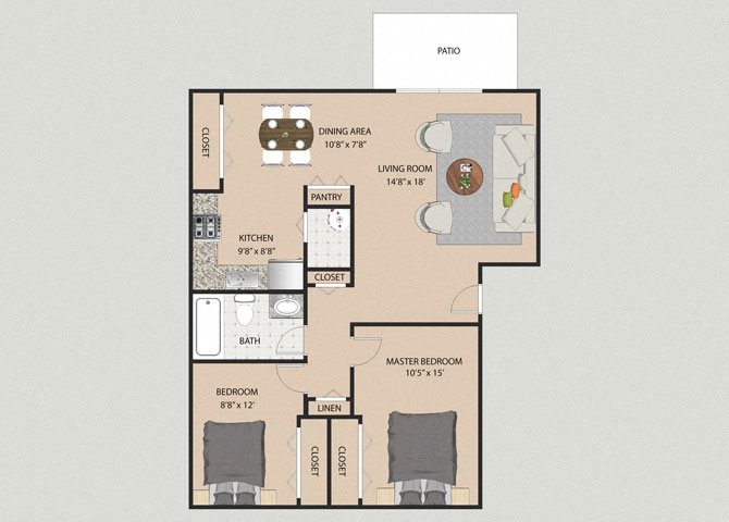 Cambridge 2 Bedroom 1 Bathroom Floor Plan Cambridge 2 Bedroom 1 Bathroom Floor Plan at Willow Creek