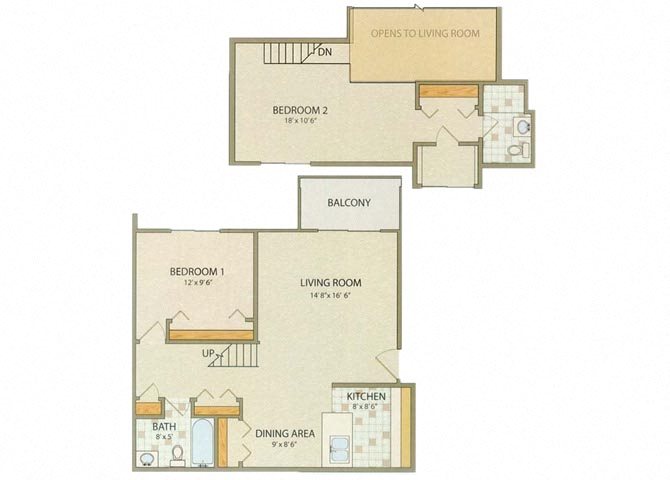 Camden 2 Bedroom 2 Bathroom Floor Plan Camden 2 Bedroom 2 Bathroom Floor Plan at Willow Creek, Portage, IN, 46368