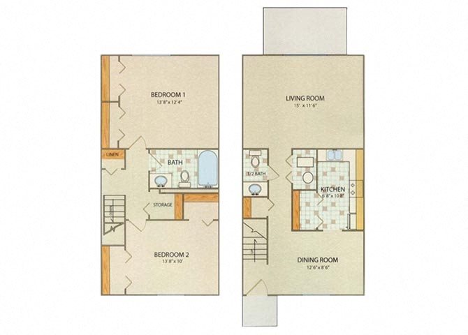 Nottingham 2 Bedroom 1.5 Bathroom Floor Plan Nottingham 2 Bedroom 1.5 Bathroom Floor Plan at Willow Creek, Indiana
