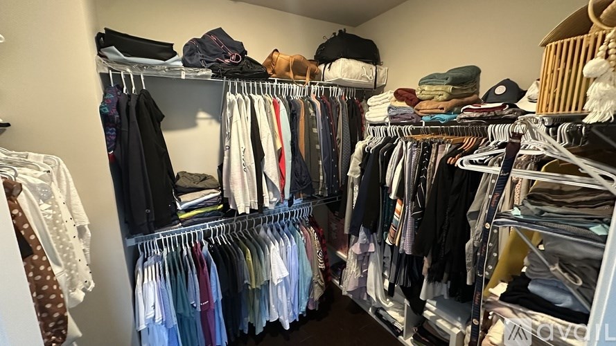 A closet full of clothes and accessories.