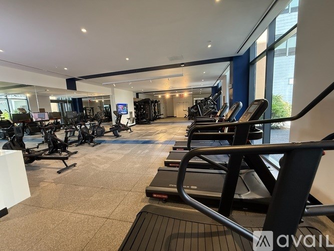 A gym with treadmills, elliptical machines, and other cardio equipment.