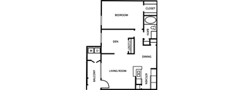 Terrace B Floor Plan at Bookstone and Terrace Apartments in Irving, Texas