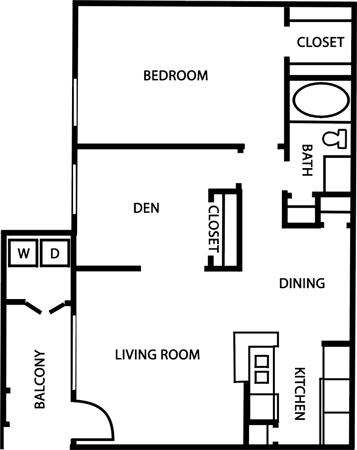 Terrace B Floor Plan at Bookstone and Terrace Apartments in Irving, Texas