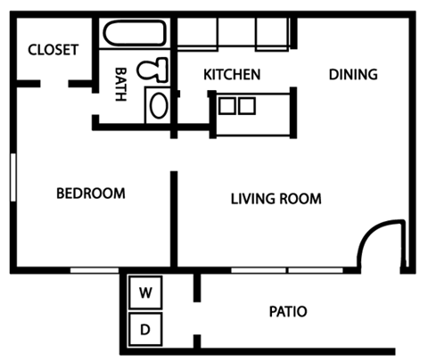 Brookstone A1 Floor Plan at Bookstone and Terrace Apartments in Irving, Texas