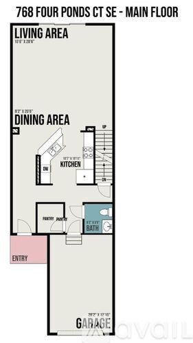 A floor plan of a 768 Four Ponds Ct SE - Main Floor apartment layout.