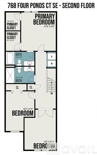 A floor plan for a 768 Four Ponds CT SE - Second Floor property.