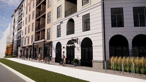 A street view of a building with a sign that says "Papagayo".