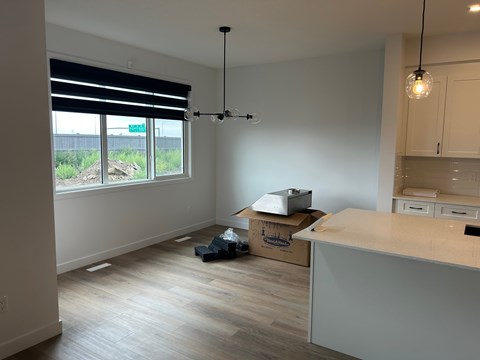 A room with a box and a box on the floor.