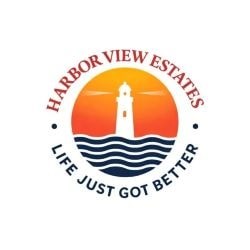 A logo for Harbor View Estates featuring a lighthouse and the tagline "Life Just Got Better".