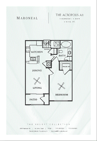 A1 - 1 Bedroom 1 Bath Floor Plan 1