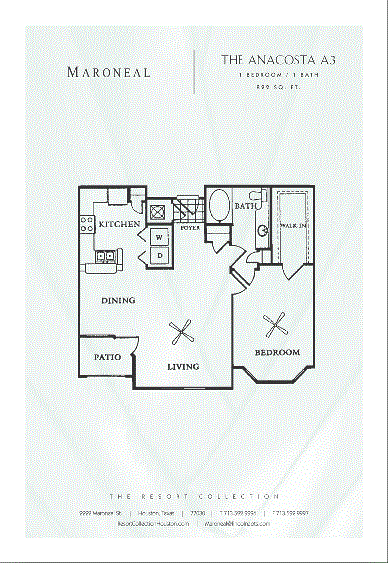 A3 - 1 Bedroom 1 Bath Floor Plan 3