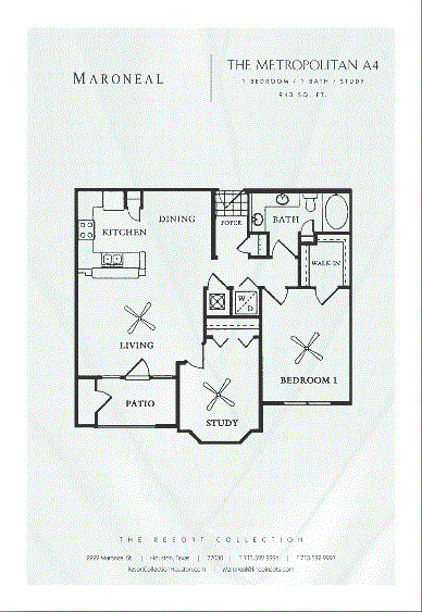 A5 - 1 Bedroom 1 Bath w/ Study Floor Plan 7