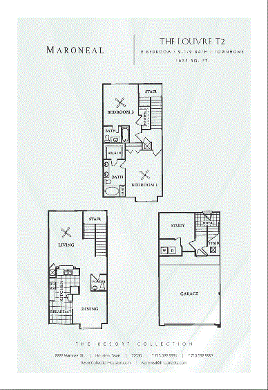 B5 - 2 Bedroom 2.5 Bath Townhome w/ Study Floor Plan 11