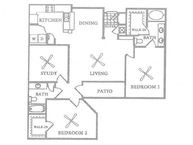 B3 - 2 Bedroom 2 Bath w/ Study Floor Plan 5