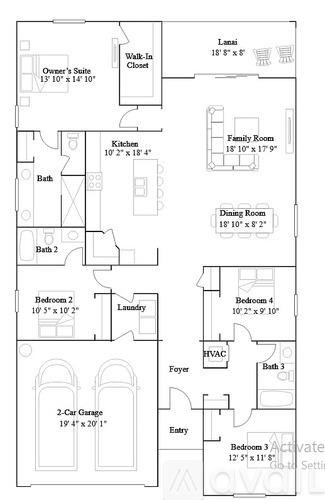 A floor plan of a house with labeled rooms and dimensions.