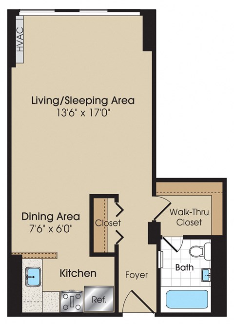 Studio A Floorplan at The 925 Apartments