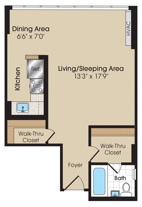 Studio B Floorplan at The 925 Apartments